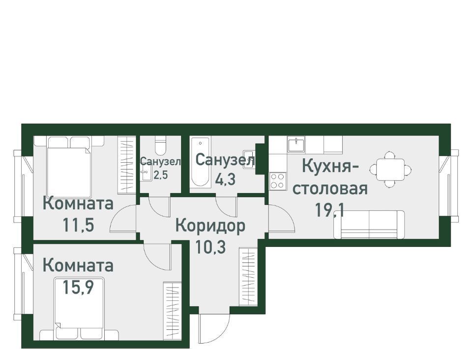 квартира р-н Сосновский п Западный р-н мкр Привилегия Кременкульское с/пос фото 1