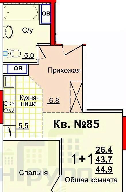 квартира г Тула р-н Центральный ул Академика Насоновой 1в фото 1