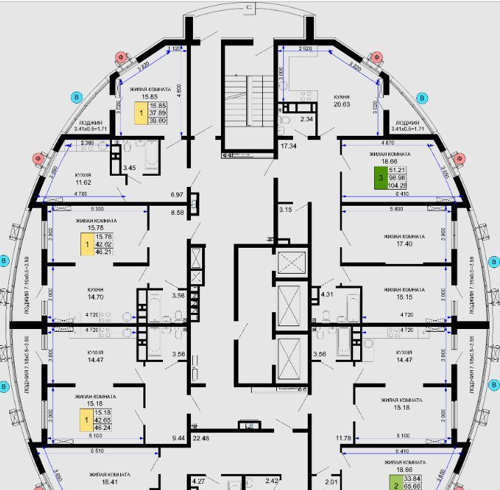 квартира г Краснодар р-н Центральный ул Воронежская 47/35 фото 2