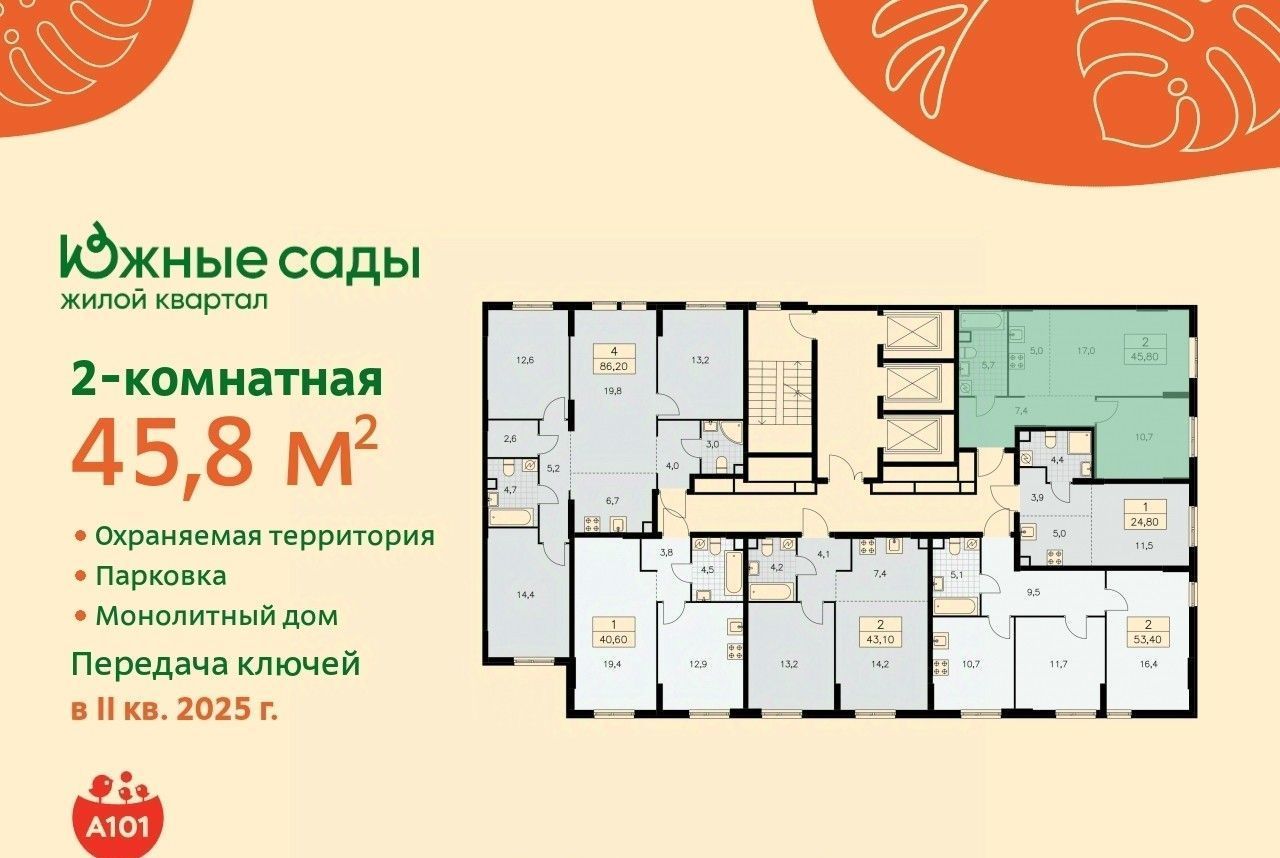 квартира г Москва метро Бунинская аллея ЖК «Южные сады» к 2. 4 фото 2