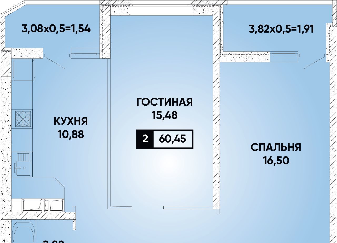 квартира г Краснодар р-н Прикубанский микрорайон «Губернский» фото 1