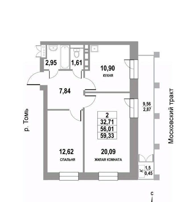 квартира г Томск р-н Кировский тракт Московский 109б/2 фото 1