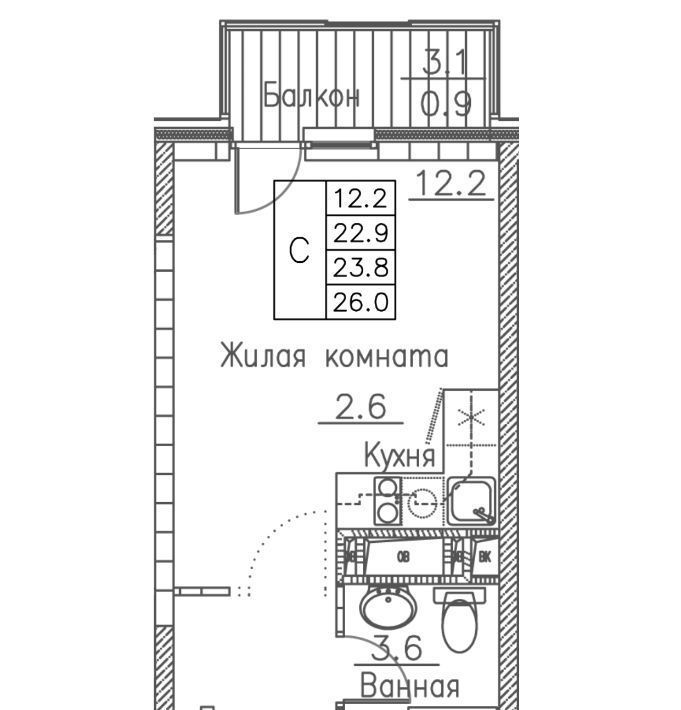 квартира г Владивосток р-н Ленинский ул Расула Гамзатова 7к/2 фото 1