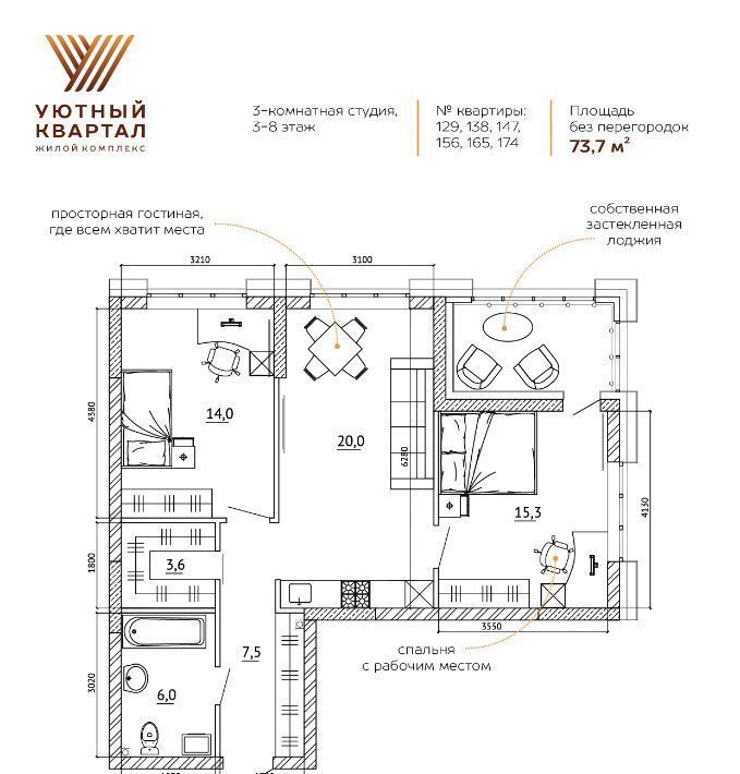 квартира г Кемерово р-н Ленинский ЖК «Уютный Квартал» фото 1