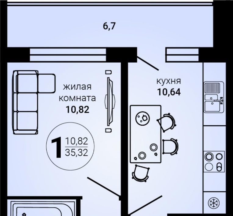 квартира г Ульяновск р-н Железнодорожный Киндяковка ЖК «Заря» 3 фото 1