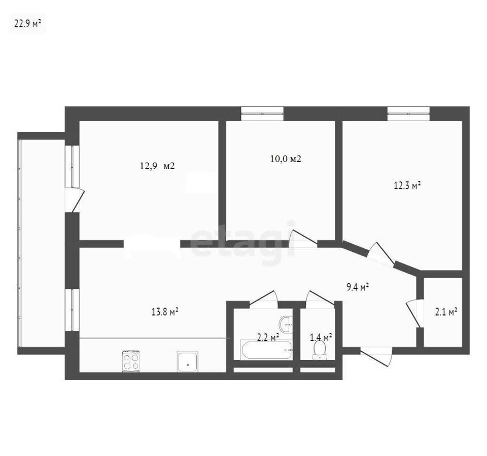 квартира г Улан-Удэ р-н Октябрьский мкр 105-й 40 фото 20