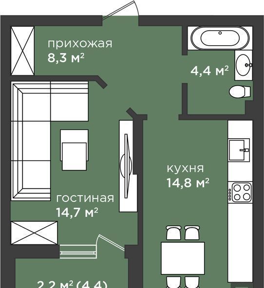 квартира г Калининград р-н Московский ул Генерала Толстикова 8 фото 1