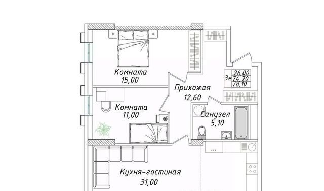 квартира р-н Промышленный дом 3 фото