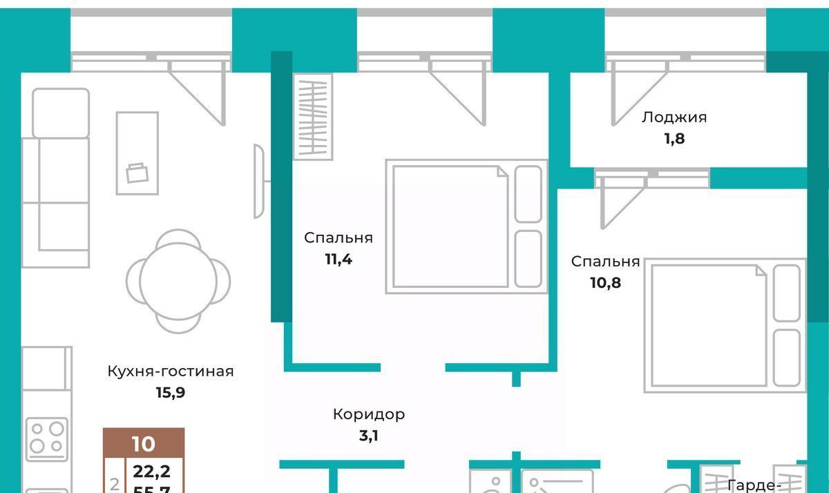 квартира г Симферополь р-н Киевский ул Воровского 32 фото 1