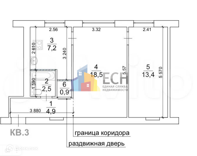 квартира р-н Ленинский п ВНИИКОП муниципальное образование Тула, 2 фото 1