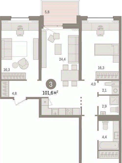 квартира г Сургут 35-й микрорайон ЖК квартал Новин 35-й фото 1