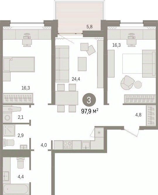 квартира г Сургут 35-й микрорайон ЖК квартал Новин 35-й фото 1