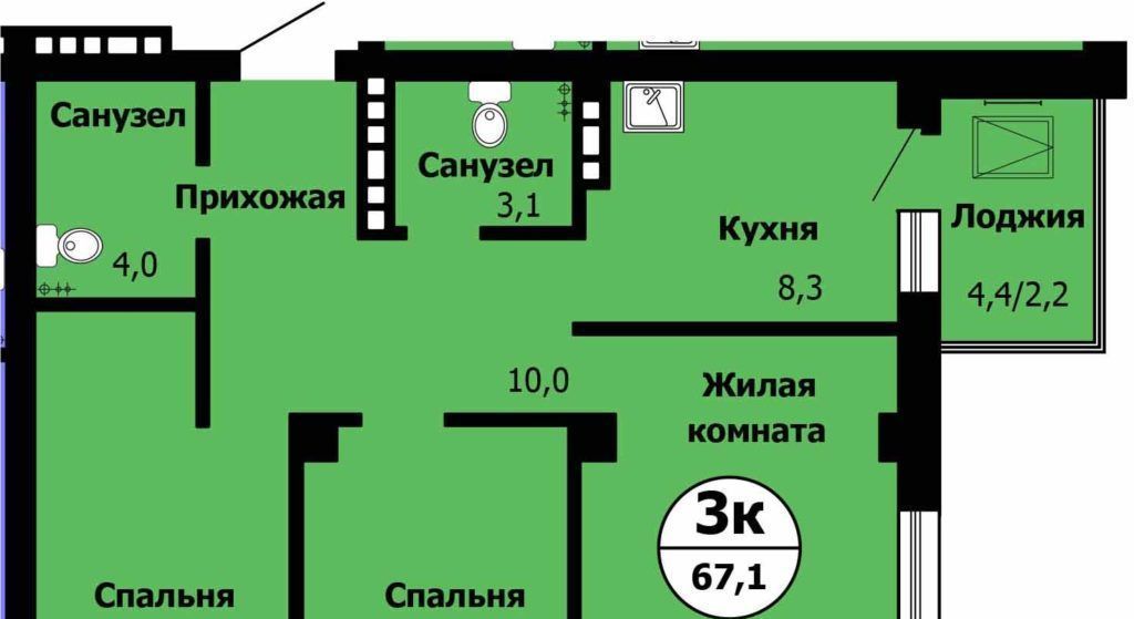 квартира г Красноярск р-н Октябрьский ул Лесопарковая 43к/1 фото 1