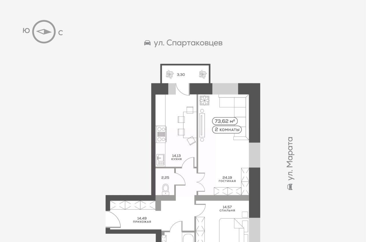 квартира г Красноярск р-н Октябрьский микрорайон Николаевка фото 3