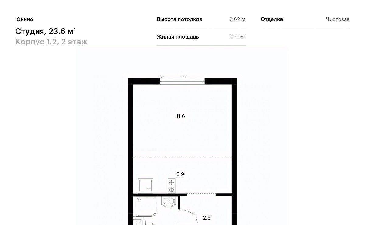 квартира г Москва метро Щербинка ЖК Юнино 1/1 фото 1