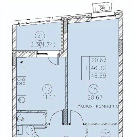 квартира г Казань городок Военный 33 Аметьево, 3 фото 1