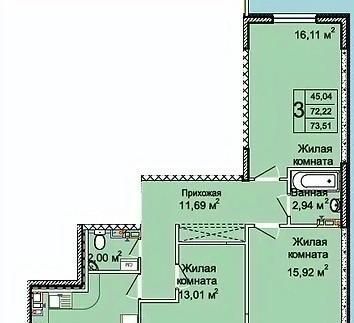 квартира г Краснодар р-н Прикубанский ул им. Валерия Вишневецкого 13/4 фото 1