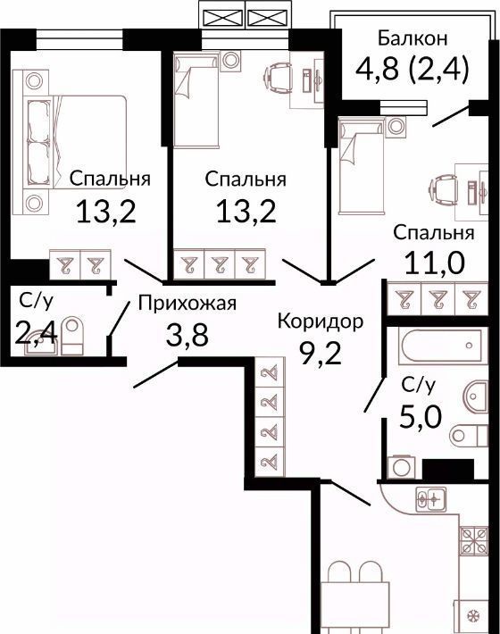 квартира г Краснодар р-н Прикубанский ЖК «Отражение» фото 1