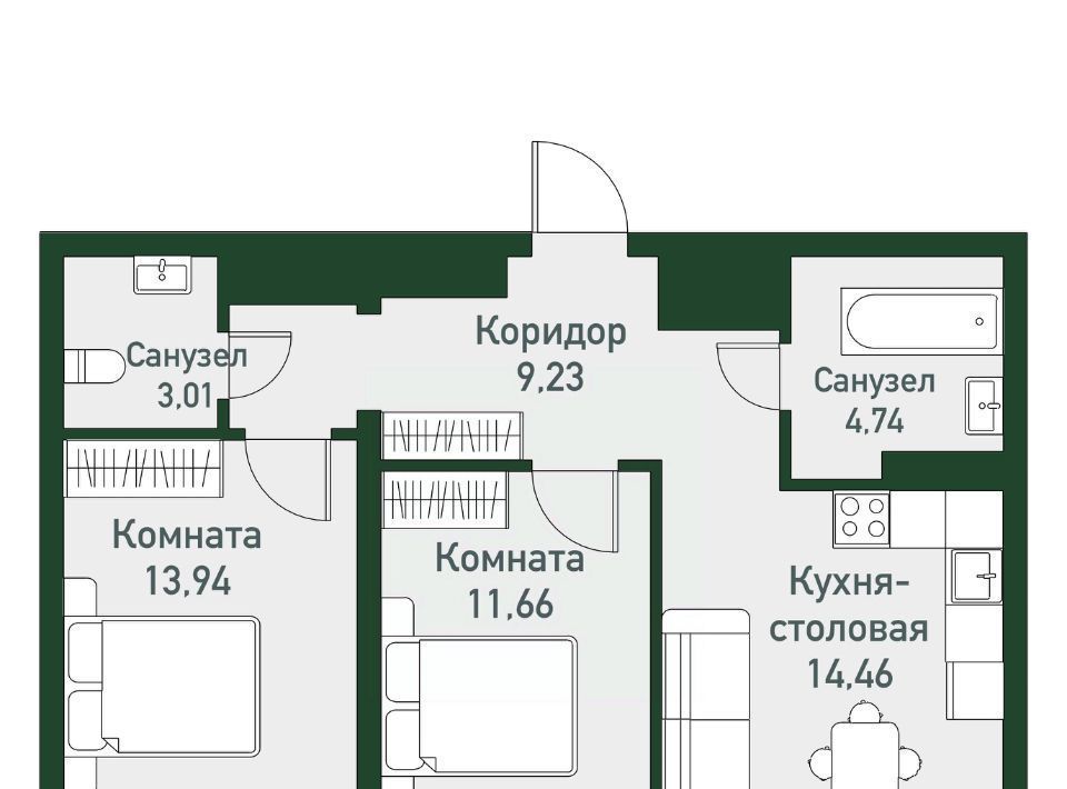 квартира р-н Сосновский п Западный р-н мкр Привилегия Кременкульское с/пос фото 1