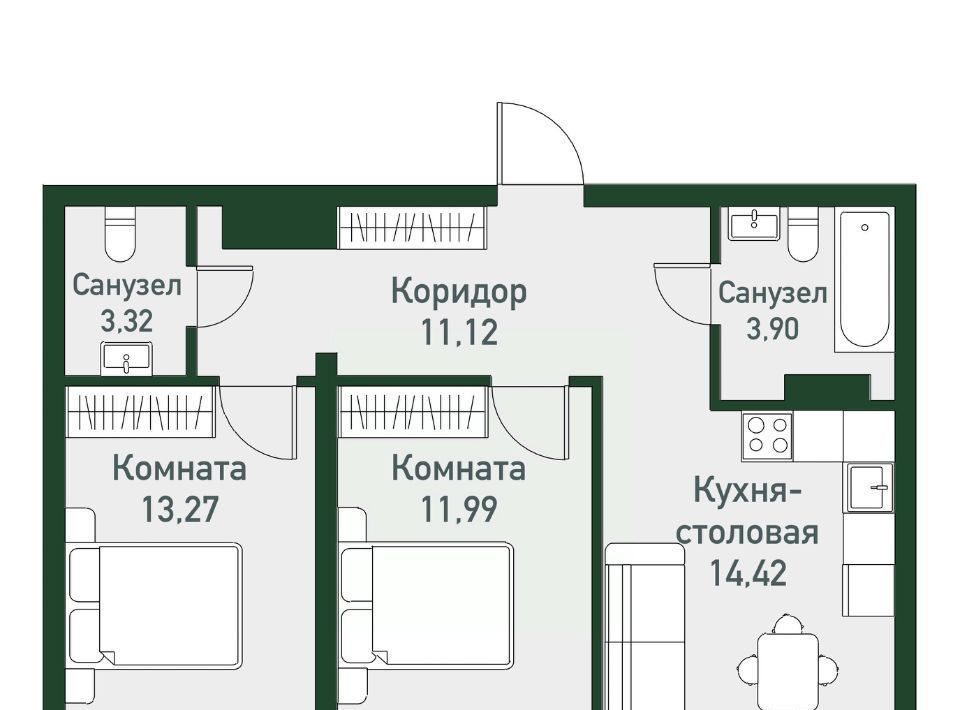 квартира р-н Сосновский п Западный р-н мкр Привилегия Кременкульское с/пос фото 1