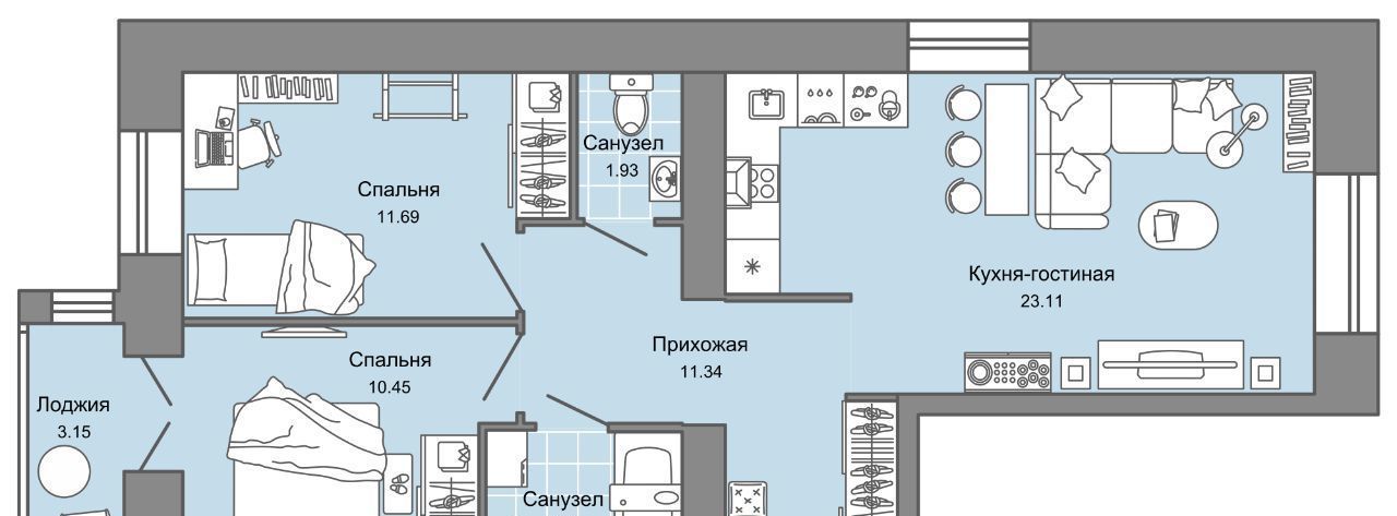 квартира г Ульяновск р-н Заволжский Новый Город ЖК Центрополис 4 Центральный кв-л фото 1