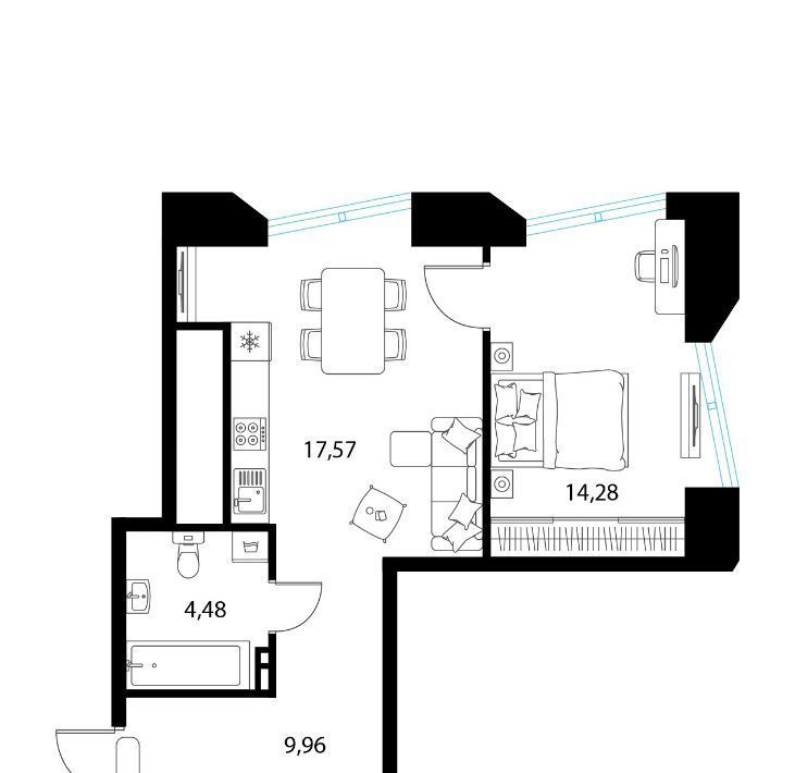квартира г Рязань р-н Железнодорожный Манхэттен кв-л фото 1