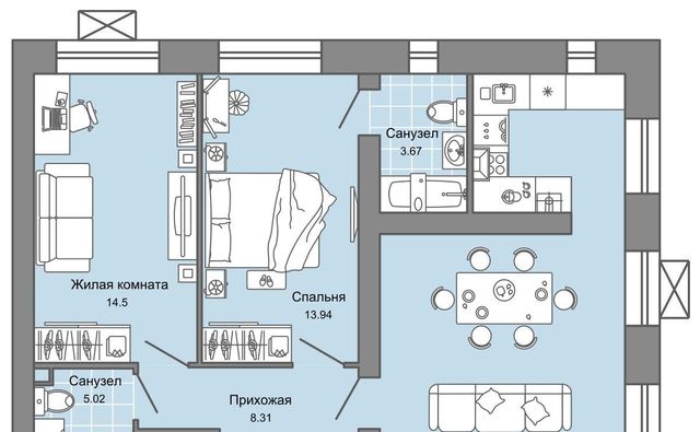 квартира р-н Заволжский Новый Город 7-й кв-л, сад фото