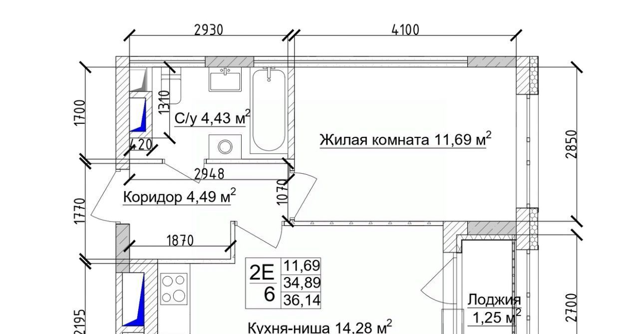 квартира г Кемерово р-н Заводский 15-й микрорайон Южный ЖК 7 Высот фото 2