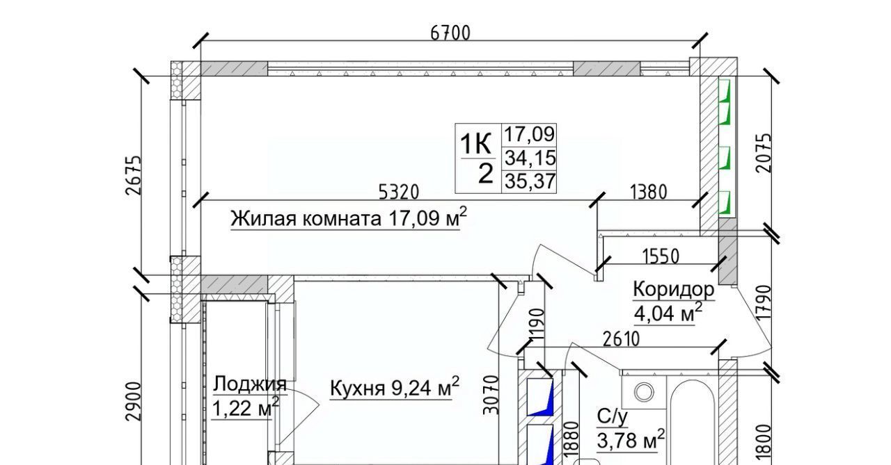 квартира г Кемерово р-н Заводский 15-й микрорайон Южный ЖК 7 Высот фото 2