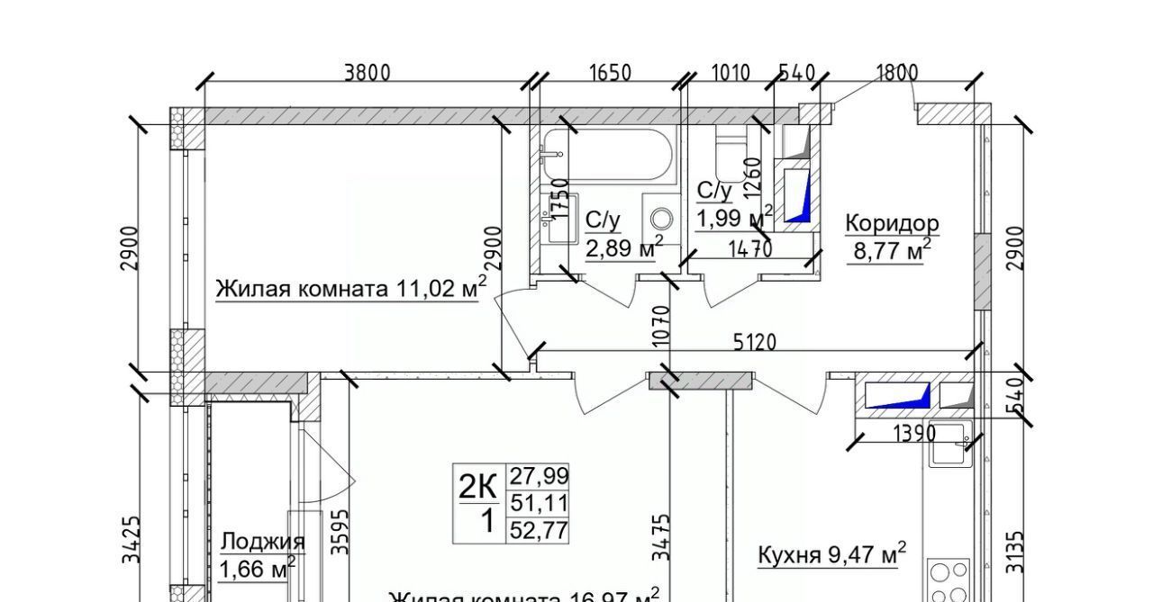 квартира г Кемерово р-н Заводский 15-й микрорайон Южный ЖК 7 Высот фото 2