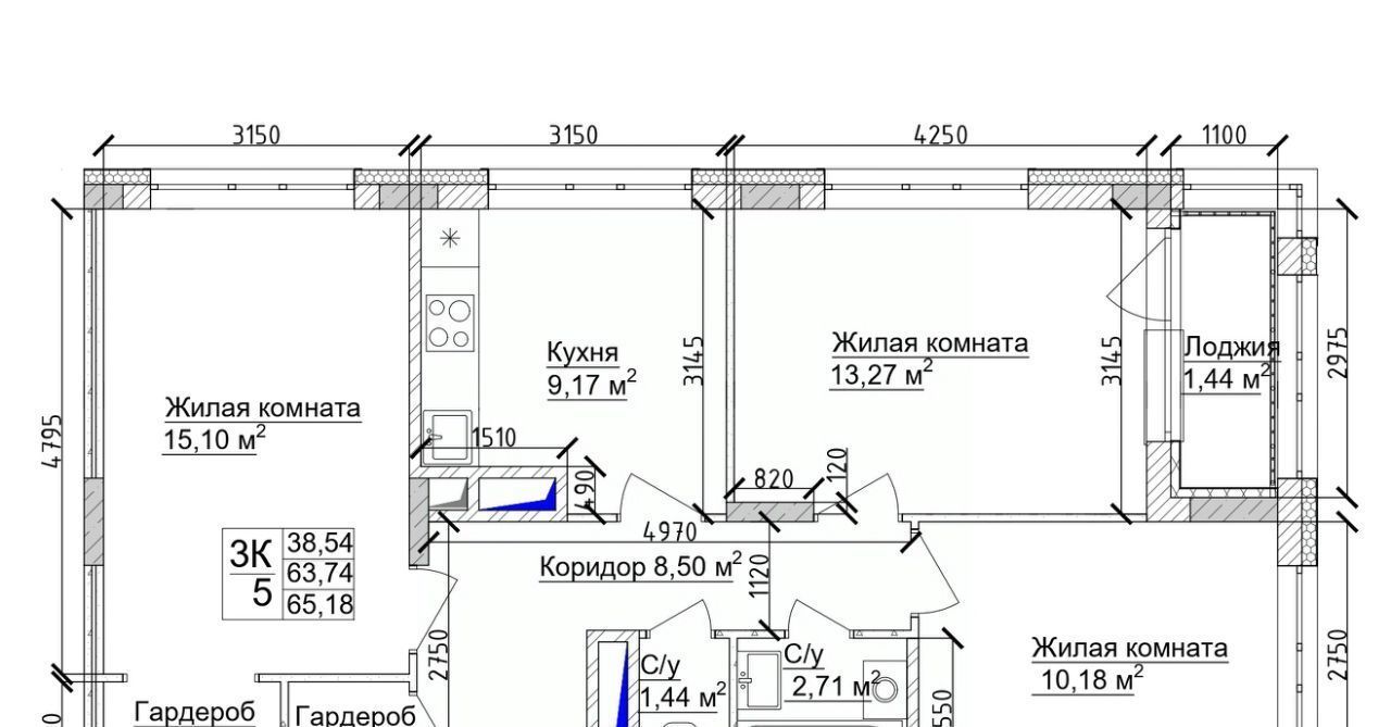 квартира г Кемерово р-н Заводский 15-й микрорайон Южный ЖК 7 Высот фото 2