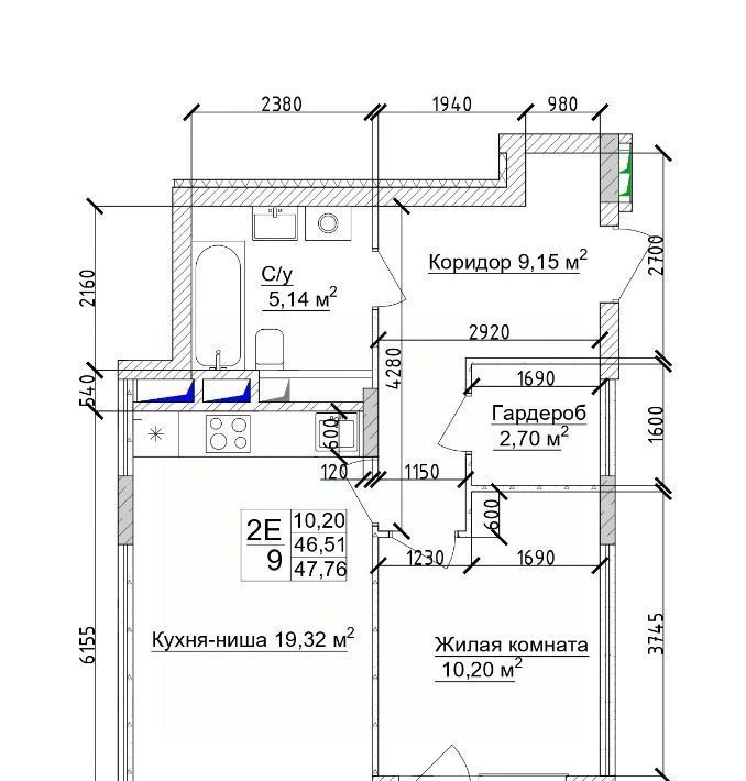 квартира г Кемерово р-н Заводский 15-й микрорайон Южный ЖК 7 Высот фото 2