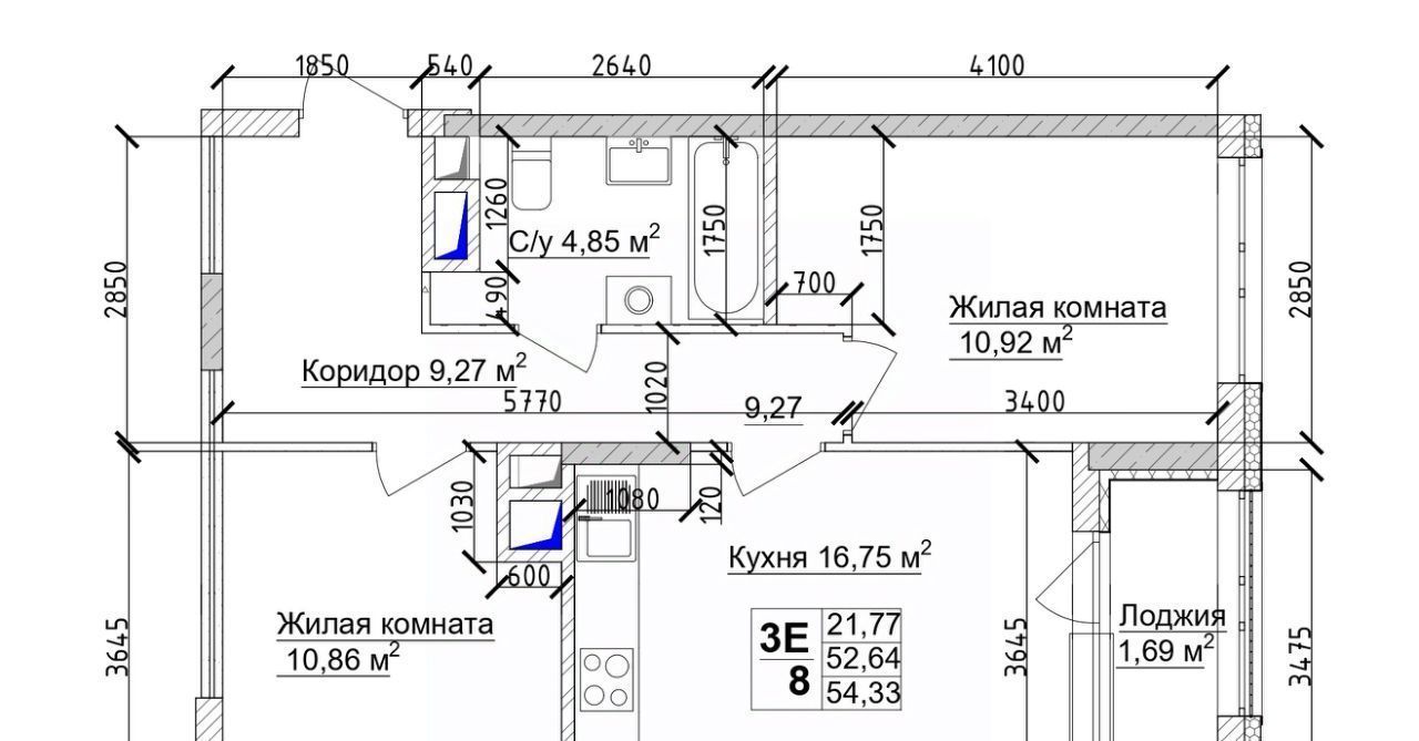 квартира г Кемерово р-н Заводский 15-й микрорайон Южный ЖК 7 Высот фото 2