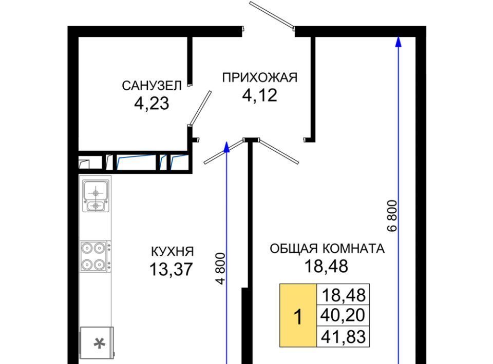 квартира г Краснодар р-н Прикубанский мкр им Петра Метальникова ЖК «Лучший» фото 1