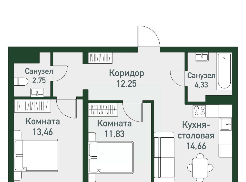 квартира р-н Сосновский п Западный р-н мкр Привилегия Кременкульское с/пос фото 1