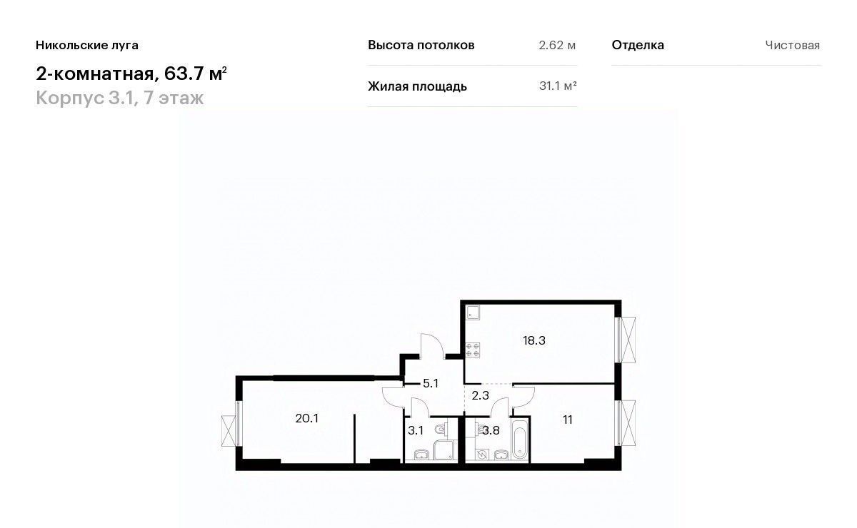 квартира г Москва метро Щербинка ЖК Никольские Луга 3/1 фото 1