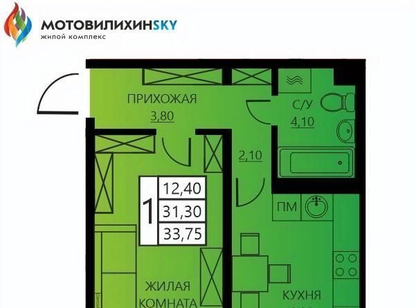 квартира г Пермь р-н Мотовилихинский ул Гашкова 56к/1 фото 1