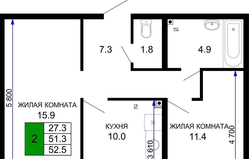 квартира г Краснодар р-н Прикубанский ЖК «Дыхание» фото 1