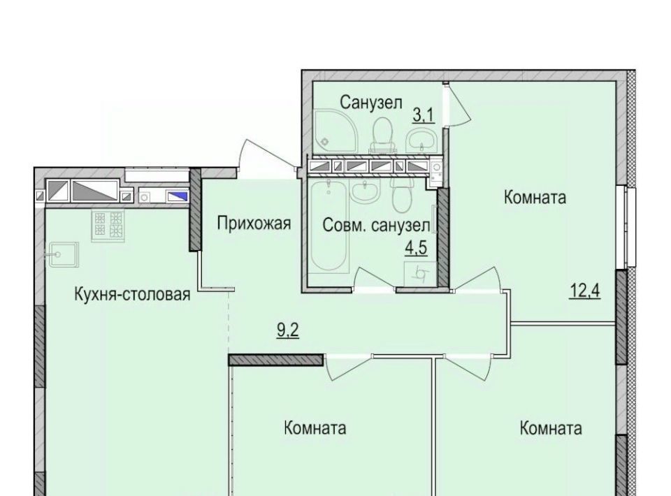 квартира г Ижевск р-н Индустриальный Культбаза ЖК «Утро на Репина» 3 жилрайон, 2-й мкр фото 1