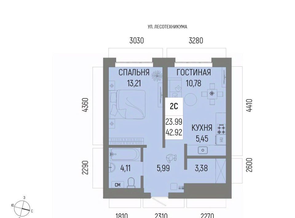 квартира г Уфа р-н Октябрьский ЖК «Новатор» Глумилино-1 мкр фото 1