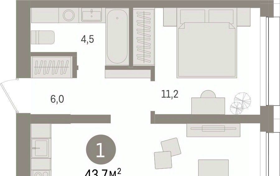 квартира г Тюмень р-н Центральный ул Мысовская 26к/1 фото 1