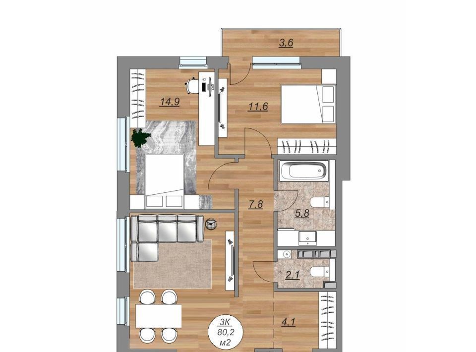 квартира г Петрозаводск Древлянка-9 Древлянка-2 ЖК «Каскад» фото 2