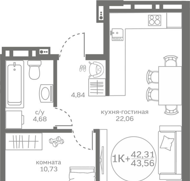 квартира р-н Тюменский д Патрушева ул Петра Ершова 8 фото 1